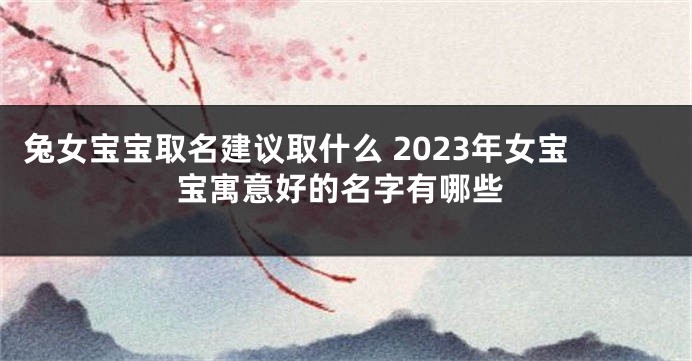兔女宝宝取名建议取什么 2023年女宝宝寓意好的名字有哪些