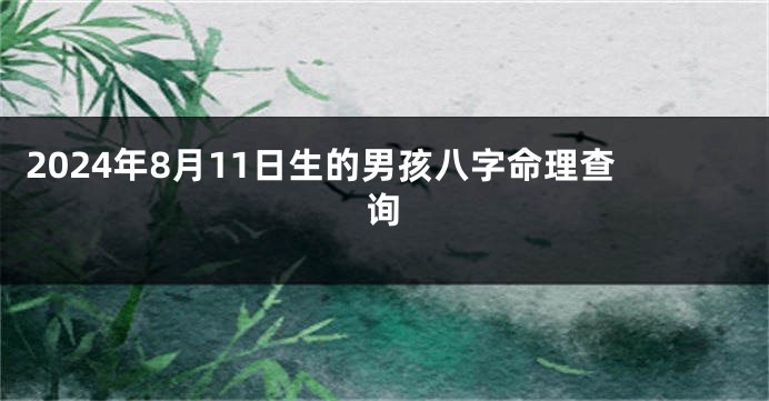 2024年8月11日生的男孩八字命理查询