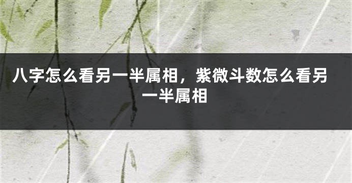 八字怎么看另一半属相，紫微斗数怎么看另一半属相