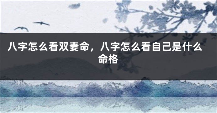 八字怎么看双妻命，八字怎么看自己是什么命格