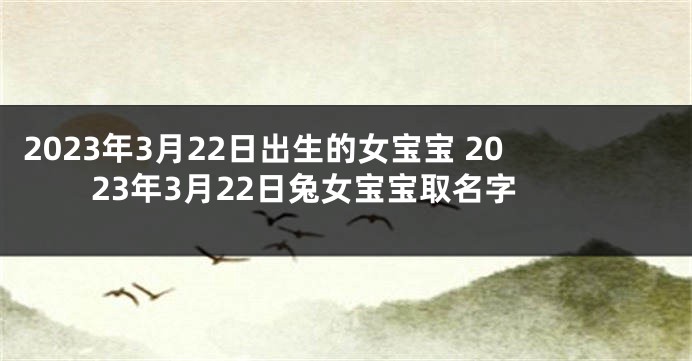 2023年3月22日出生的女宝宝 2023年3月22日兔女宝宝取名字