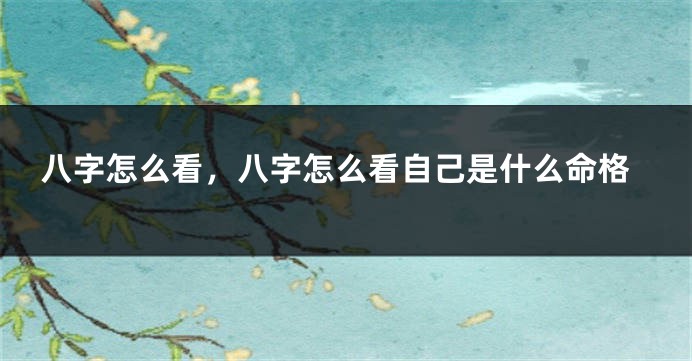 八字怎么看，八字怎么看自己是什么命格