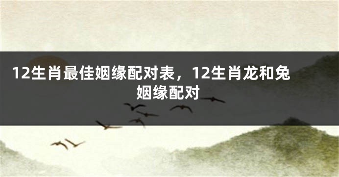 12生肖最佳姻缘配对表，12生肖龙和兔姻缘配对