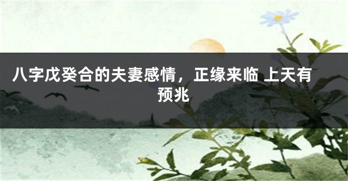 八字戊癸合的夫妻感情，正缘来临 上天有预兆