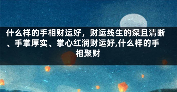 什么样的手相财运好，财运线生的深且清晰、手掌厚实、掌心红润财运好,什么样的手相聚财