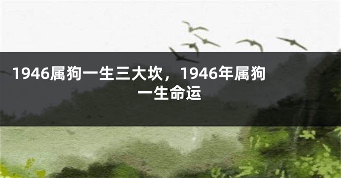 1946属狗一生三大坎，1946年属狗一生命运