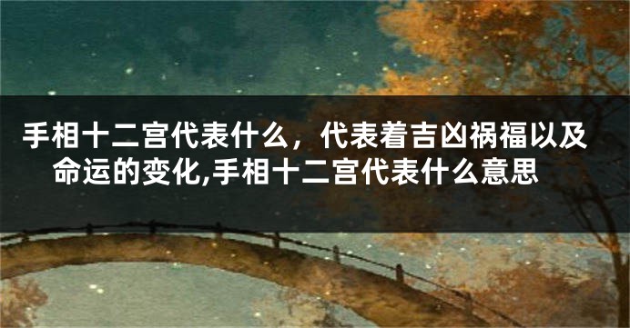 手相十二宫代表什么，代表着吉凶祸福以及命运的变化,手相十二宫代表什么意思