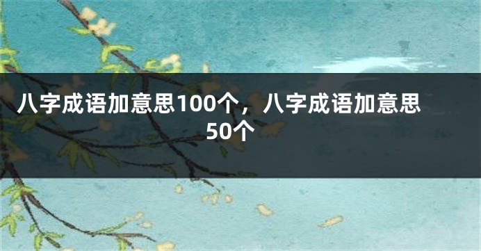 八字成语加意思100个，八字成语加意思50个