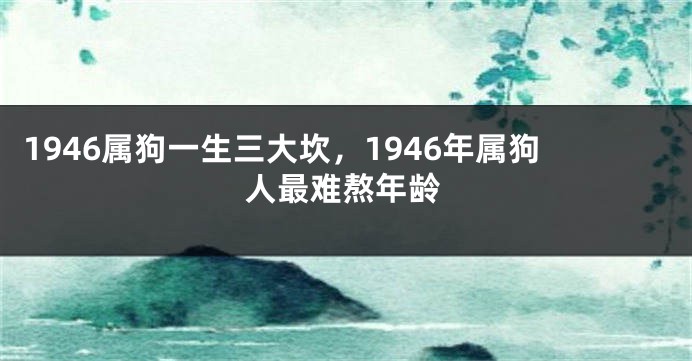 1946属狗一生三大坎，1946年属狗人最难熬年龄