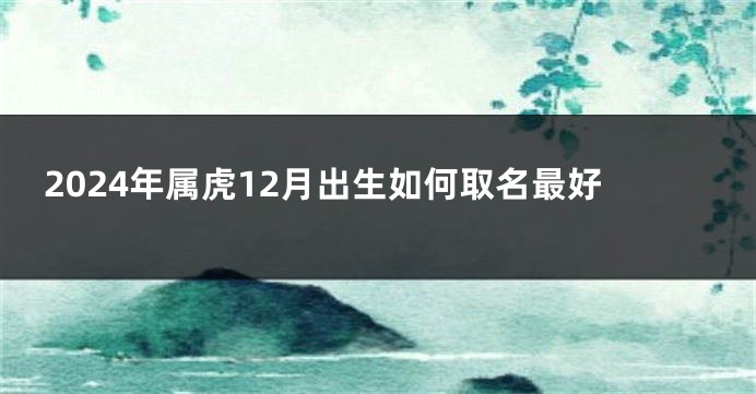 2024年属虎12月出生如何取名最好