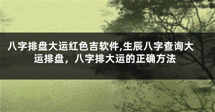 八字排盘大运红色吉软件,生辰八字查询大运排盘，八字排大运的正确方法