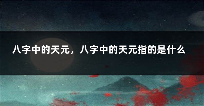 八字中的天元，八字中的天元指的是什么