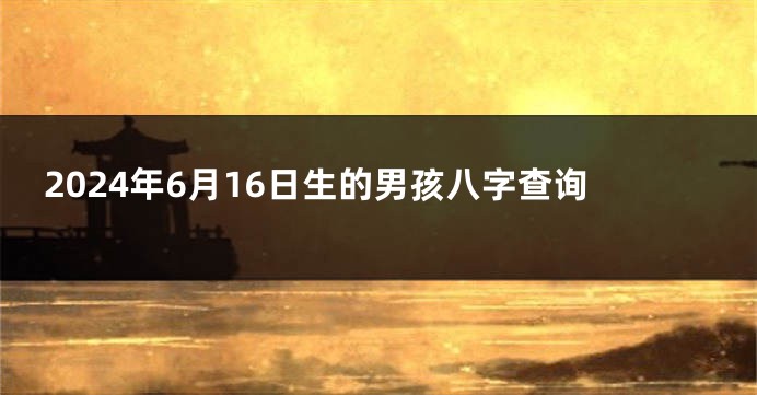 2024年6月16日生的男孩八字查询