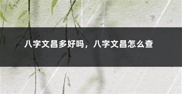 八字文昌多好吗，八字文昌怎么查