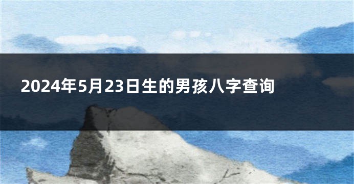 2024年5月23日生的男孩八字查询