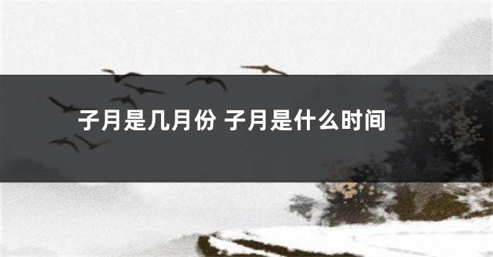 子月是几月份 子月是什么时间