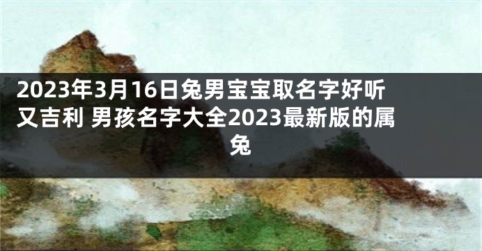 2023年3月16日兔男宝宝取名字好听又吉利 男孩名字大全2023最新版的属兔