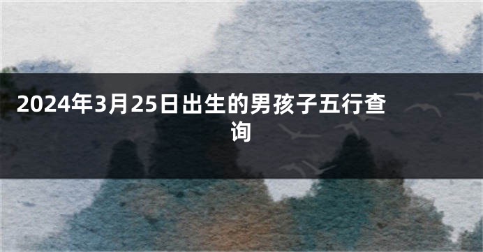 2024年3月25日出生的男孩子五行查询