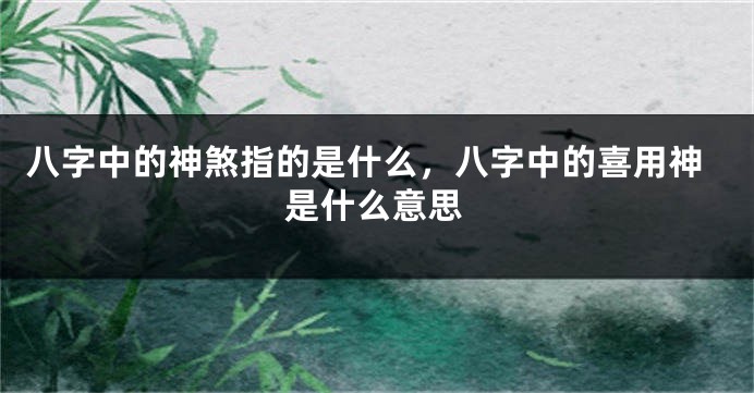 八字中的神煞指的是什么，八字中的喜用神是什么意思