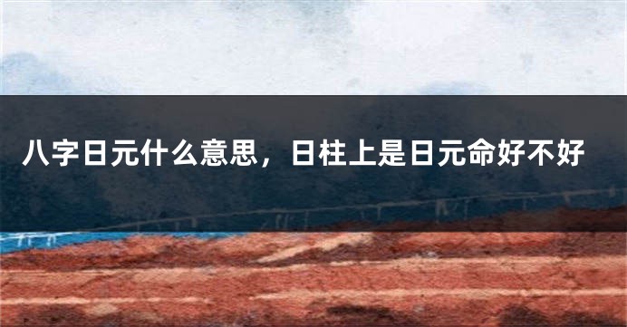八字日元什么意思，日柱上是日元命好不好