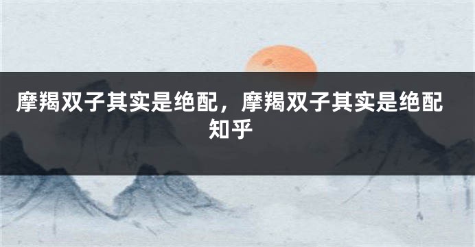 摩羯双子其实是绝配，摩羯双子其实是绝配 知乎