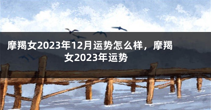 摩羯女2023年12月运势怎么样，摩羯女2023年运势