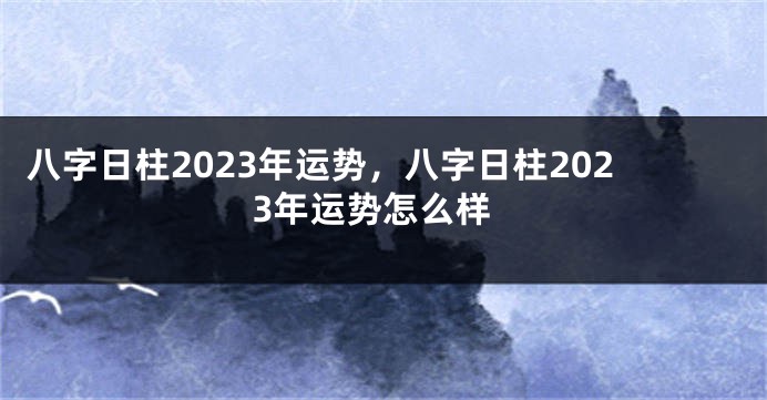 八字日柱2023年运势，八字日柱2023年运势怎么样