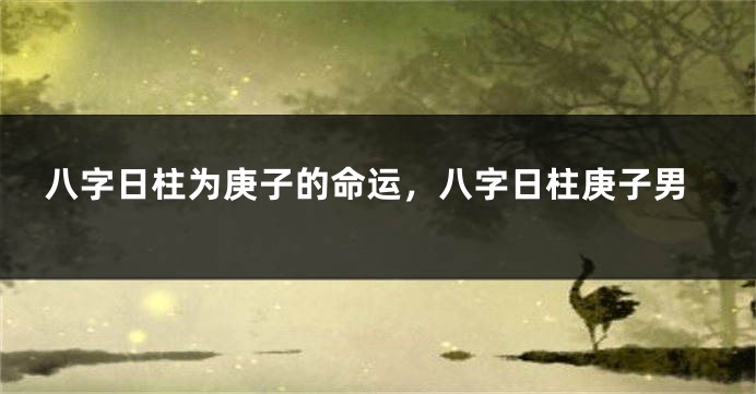 八字日柱为庚子的命运，八字日柱庚子男