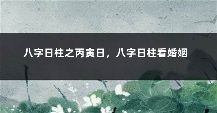 八字日柱之丙寅日，八字日柱看婚姻