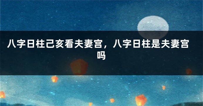 八字日柱己亥看夫妻宫，八字日柱是夫妻宫吗