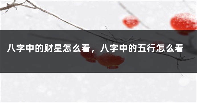 八字中的财星怎么看，八字中的五行怎么看