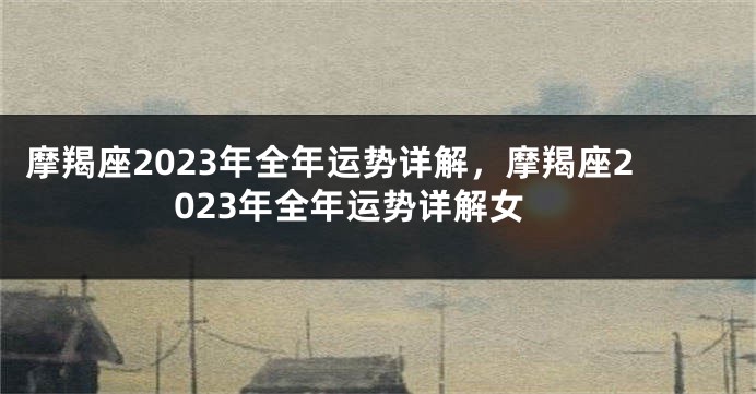 摩羯座2023年全年运势详解，摩羯座2023年全年运势详解女