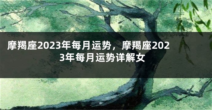 摩羯座2023年每月运势，摩羯座2023年每月运势详解女
