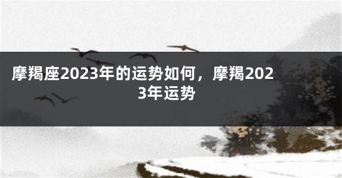 摩羯座2023年的运势如何，摩羯2023年运势