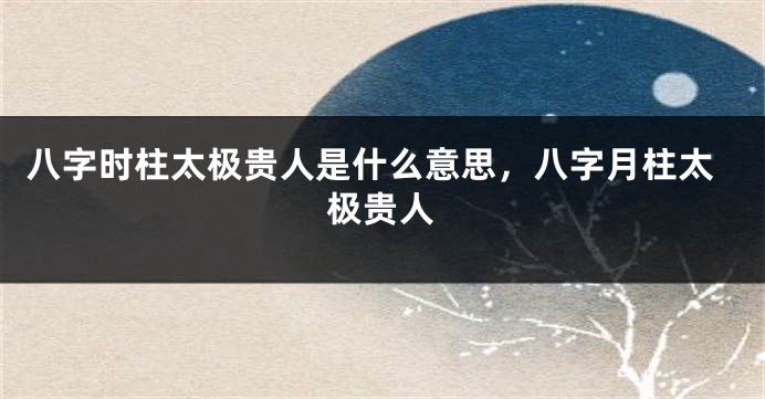 八字时柱太极贵人是什么意思，八字月柱太极贵人