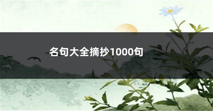 名句大全摘抄1000句