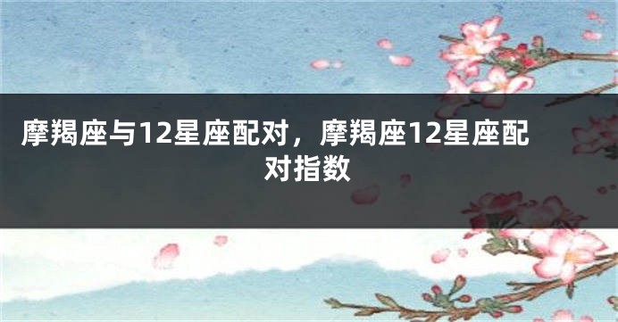 摩羯座与12星座配对，摩羯座12星座配对指数