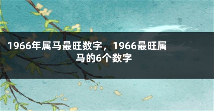 1966年属马最旺数字，1966最旺属马的6个数字