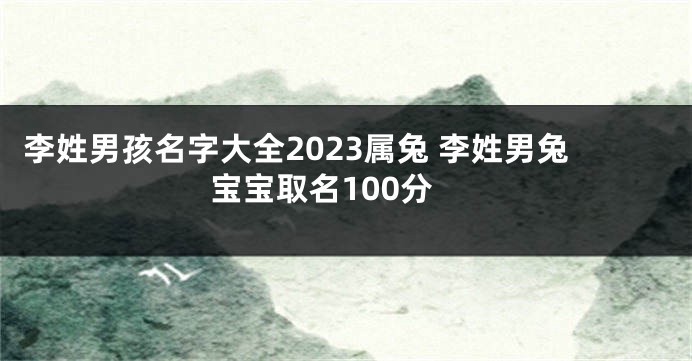 李姓男孩名字大全2023属兔 李姓男兔宝宝取名100分