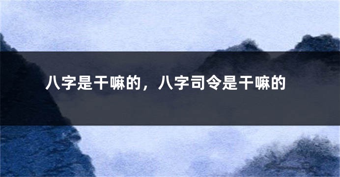 八字是干嘛的，八字司令是干嘛的