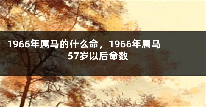 1966年属马的什么命，1966年属马57岁以后命数