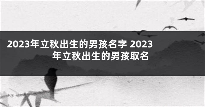 2023年立秋出生的男孩名字 2023年立秋出生的男孩取名