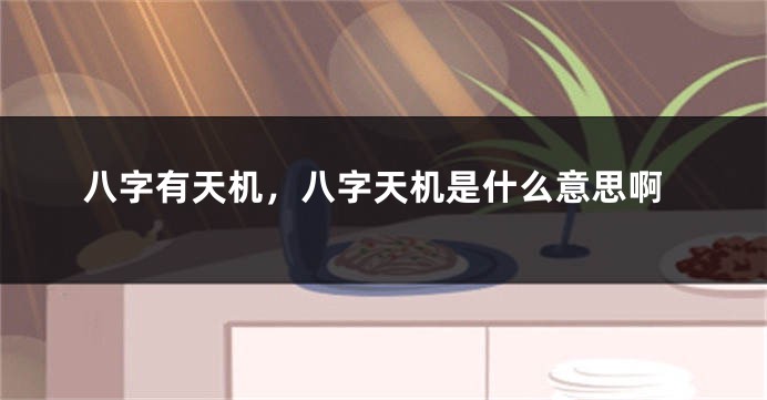 八字有天机，八字天机是什么意思啊
