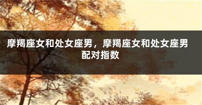 摩羯座女和处女座男，摩羯座女和处女座男配对指数