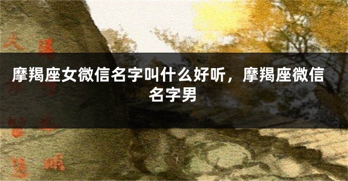摩羯座女微信名字叫什么好听，摩羯座微信名字男