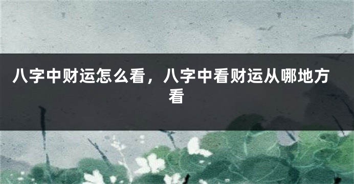 八字中财运怎么看，八字中看财运从哪地方看