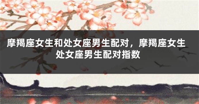 摩羯座女生和处女座男生配对，摩羯座女生处女座男生配对指数