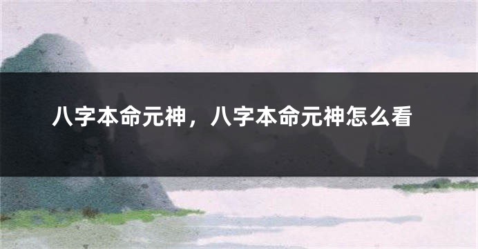 八字本命元神，八字本命元神怎么看