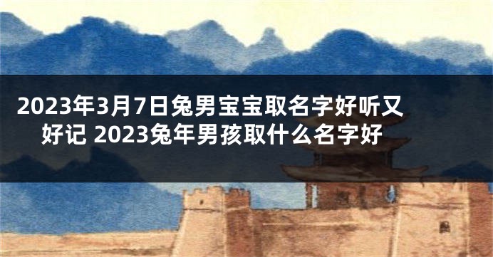 2023年3月7日兔男宝宝取名字好听又好记 2023兔年男孩取什么名字好