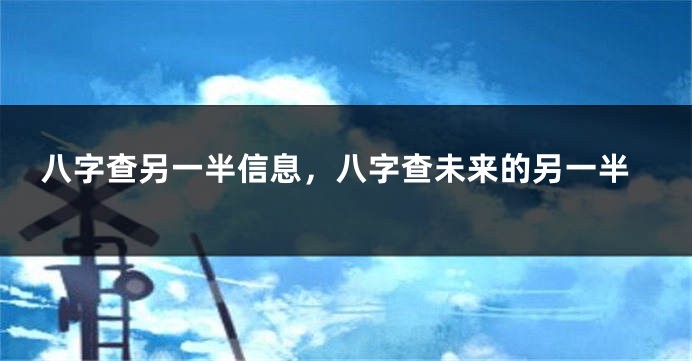 八字查另一半信息，八字查未来的另一半